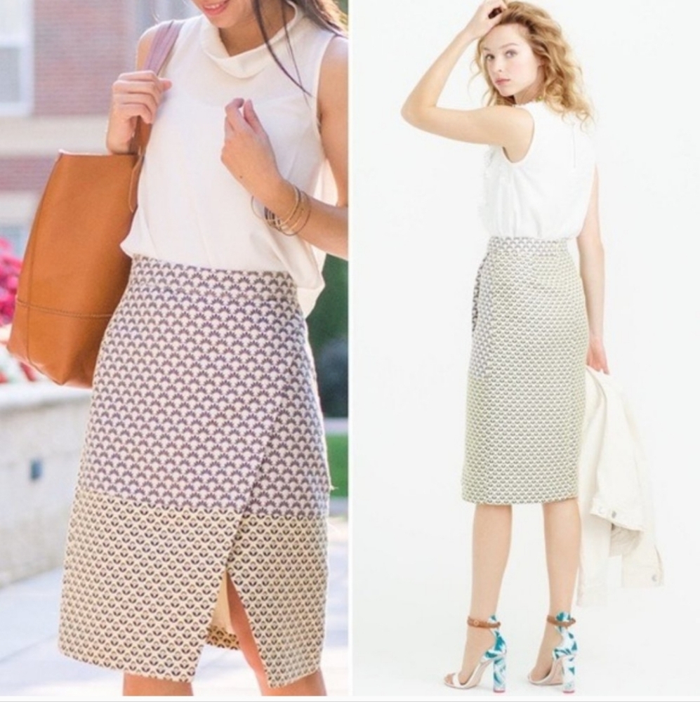 J.Crew Collection Italian Jacquard Faux Wrap Skirt 4